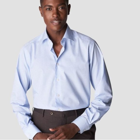 Men’s Eton Micro check dress shirt 16x41 - Picture 6 of 8